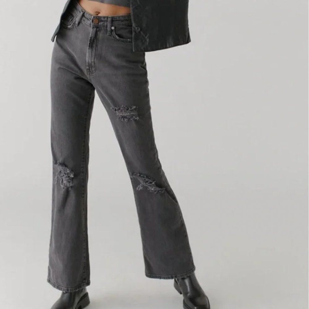 BDG Jeans Black Distressed Stretch High Rise Flare Neutral Casual